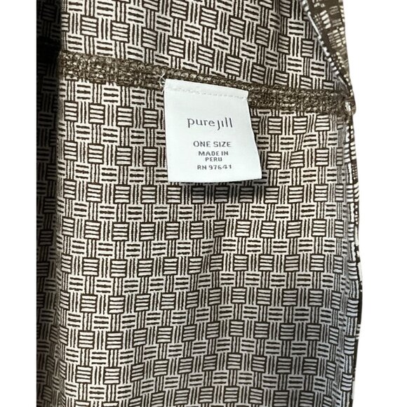 Pure Jill Brown & White Geometric Infinity Scarf | One Size | Made in Peru | 29x - Picture 4 of 4